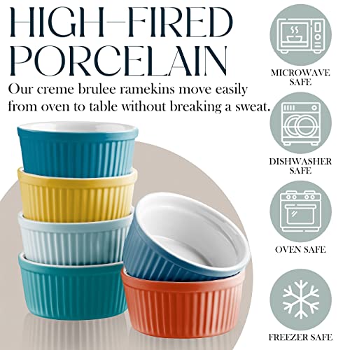Image of Bellemain 4 oz Porcelain Mini Bowls | Ramekins, Custard Cups, Mini Cheesecake Pans, Small Baking Dish, Dipping Sauce Bowls, Small Casserole Dishes, Ramekins Oven Safe to 500F, Set of 6 (Multi)