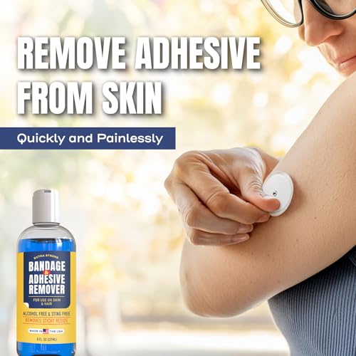 Sting-Free Adhesive Remover - 8oz Gentle & Pain-Free Bandage & Strong Adhesive Remover - Ideal for Sensitive Skin, Sports Tape, Dialysis Ports, Continuous Blood Glucose Monitoring & Colostomy Bag Care - Thumbnail 3