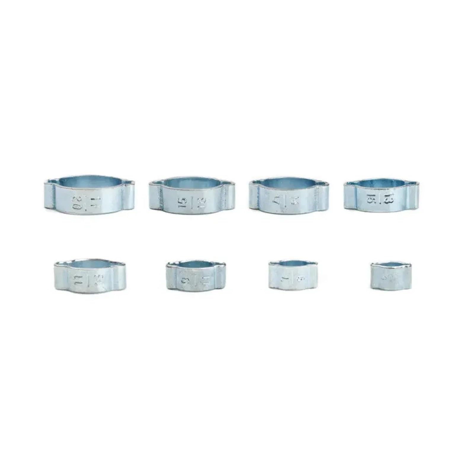 Abrazaderas de doble oreja 80 Uds 5-20mm abrazaderas de doble oreja O Clips-Crimp O-Clip aire silicona gasolina combustible manguera tubo acero galvanizado dos