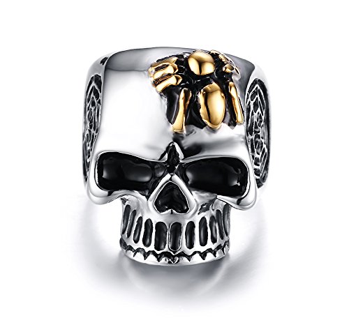 Lalopez da uomo in acciaio INOX punk fantasma testa teschio Spider anello e acciaio inossidabile, 65 (20.7), cod. EUDM3RC-121-11