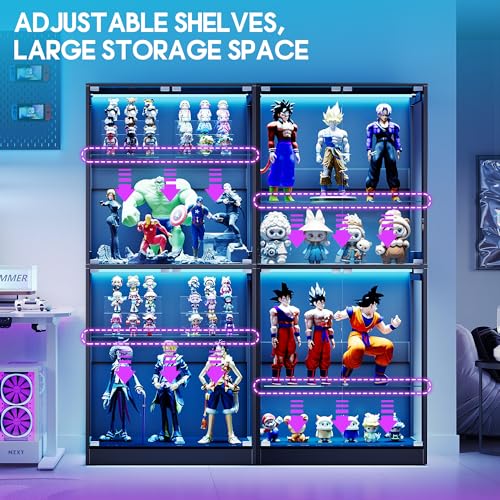 Image of AMERLIFE 70 H x 32 W x 16 D Inch RGB Display Cabinet with Glass Shelves
