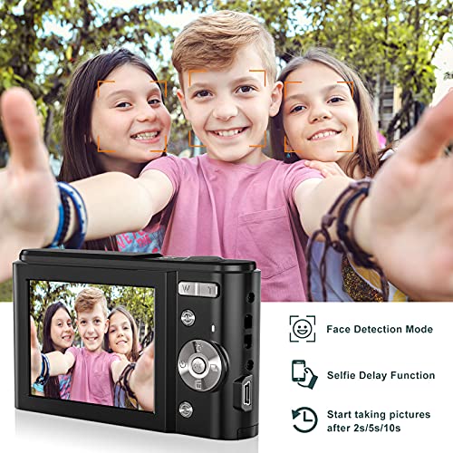 Digitalkamera 1080P FHD, Fotoapparat für Studenten/Kinder/Amateure/Anfänger,Fotokamera 36MP 2,4" LCD mit 16X Digitalzoom,Akkuladegerät und Wiederaufladbare Batterien – Bild 5