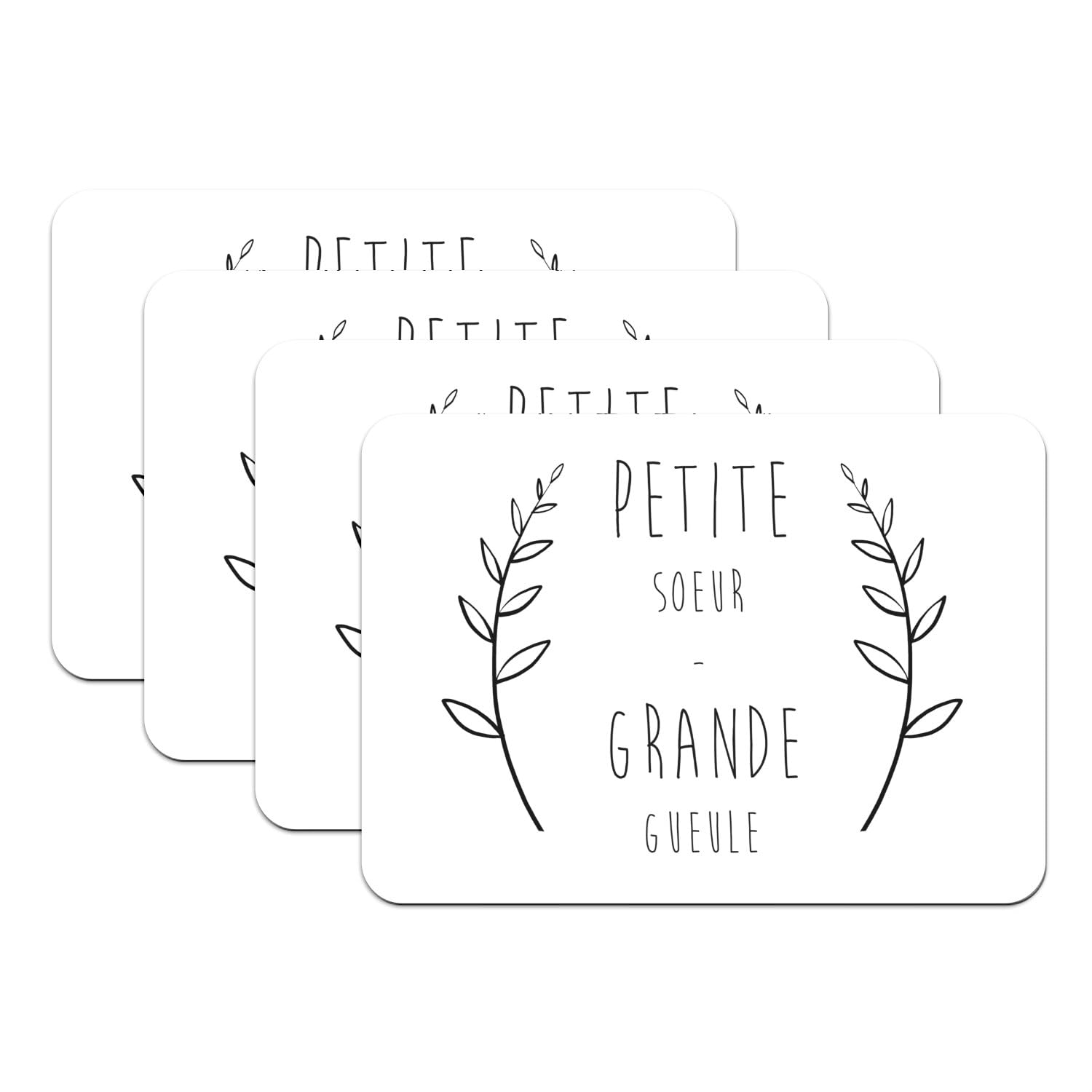 Sets de table petite soeur humour pour animer vos repas en famille - 4 grands dessous