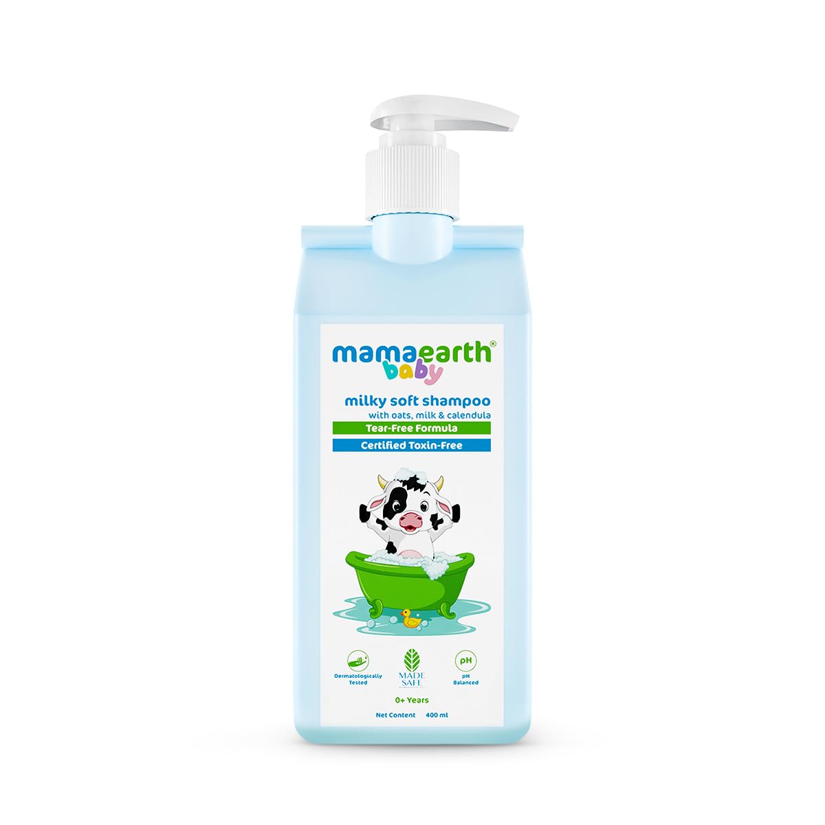 Mamaearth Milky Soft Shampoo For Babies - 400 ml | Infused with Oats Milk and Calendula | Gently Cleanses Hair, Balances Scalp pH & Makes Hair Soft & Smooth