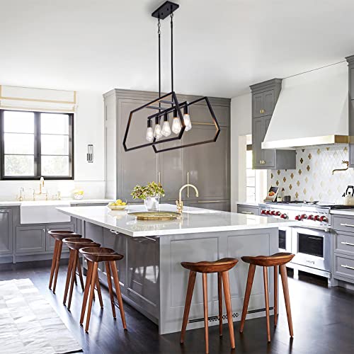 Farmhouse Dining Room Light Fixtures, Modern Black 5 Light Rustic Kitchen Island Lighting Chandeliers Ceiling Light Fixture （Bulbs Not Included） #TOP2