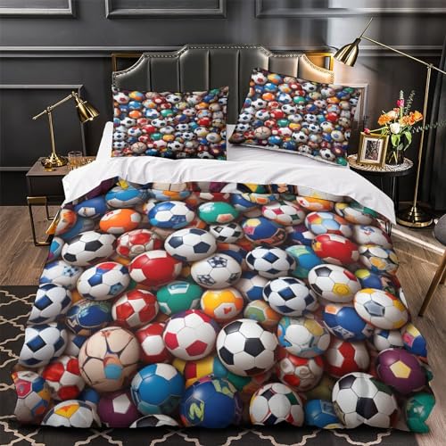 Funda nórdica fútbol hipoalergénica lavable para evitar manchas en cama niños 4