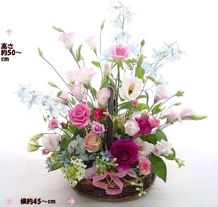 Amazon やさしくシック花達 バスケットアレンジメント 誕生日の花 敬老の日 母の日の花 還暦祝いの花 喜寿米寿お祝いの花 開店祝い花 お見舞いの花 退職お祝いの花 メッセージカード付 フラワーアレンジメント オンライン通販