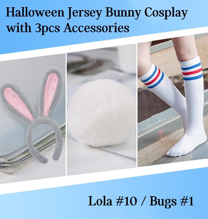 Mens Basketball Jersey #10 Lola / #1 Bugs Halloween Costumes Space 90S Movie Jersey White/Red/Black XS-XXL - Image 4