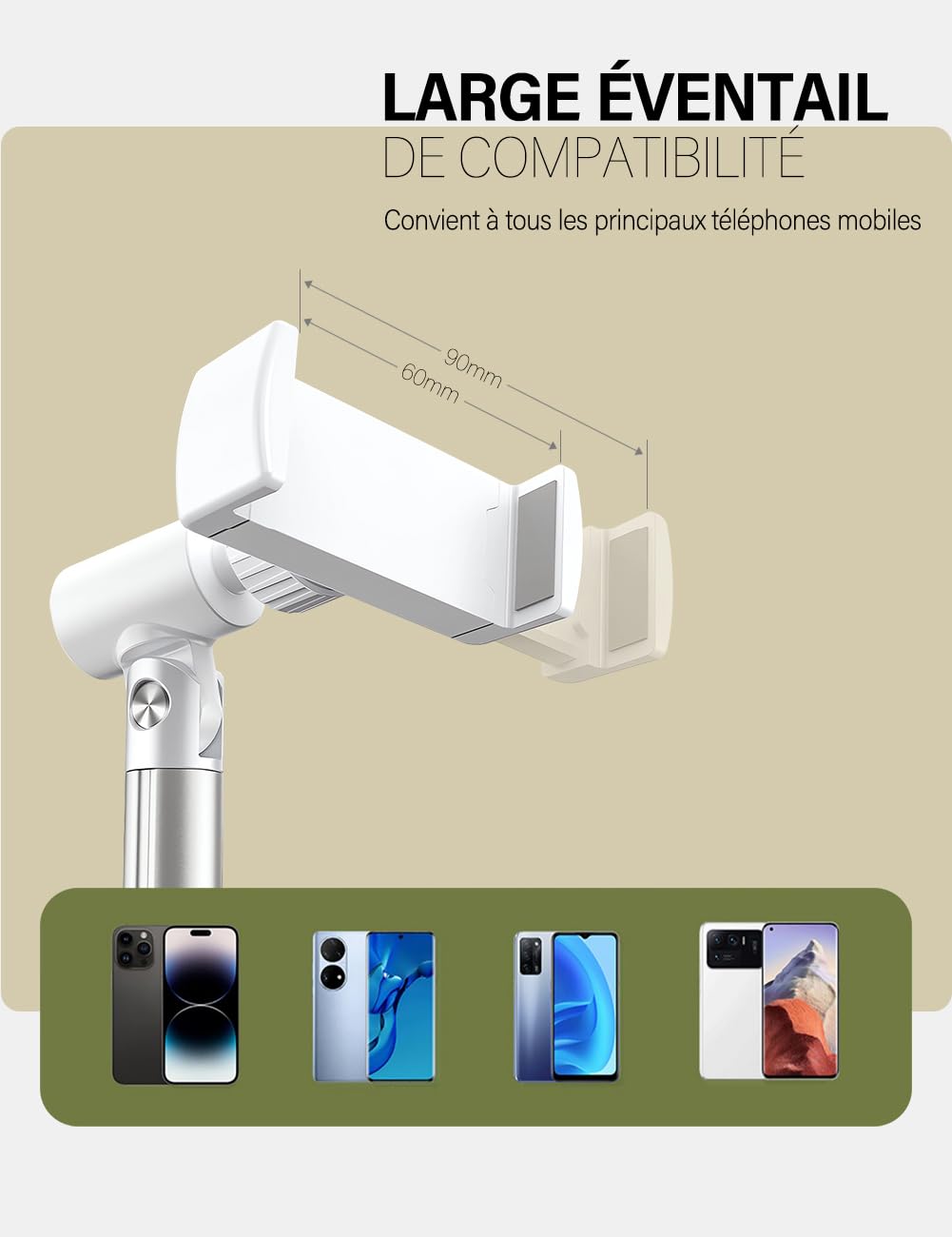 Phone Holder à 360° Réglable pour Bureau, Diffusion en Direct, Tournage Vidéo