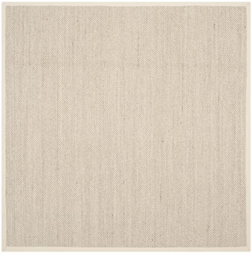 Safavieh Natural Fiber Collection 9' Square Marble / Beige Nf143C Border Sisal Area Rug #TOP2