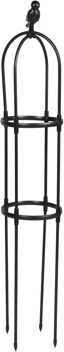 Climbing Plant Trellis and Flower Vine Support Rack for Outdoor Garden, Black Iron Frame, 25cm Diameter X 120cm Height, Potted Plant Climbing Holder for Vines and Roses