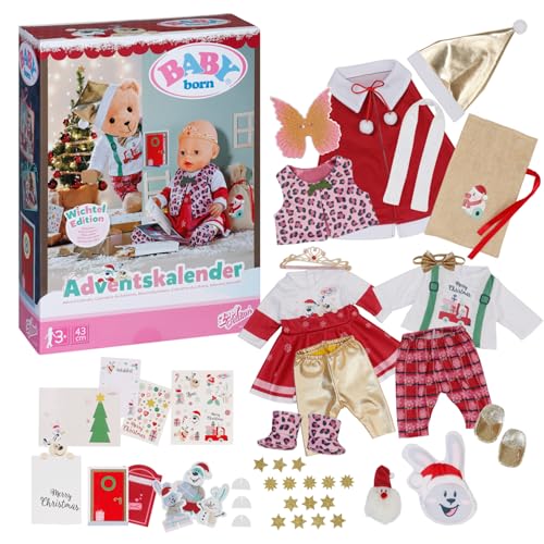 BABY born Adventskalender mit 24 Überraschungen, Puppenkleidung und Accessoires für 43 cm Puppen, 836101 Zapf Creation
