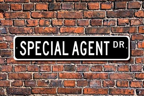 Fhdang Decor Special Agent, Special Agent Gift, Special Agent Sign, Law Enforcement, FBI Agent, Police Department, Custom Street Sign,Metal Sign, 4" x 18"