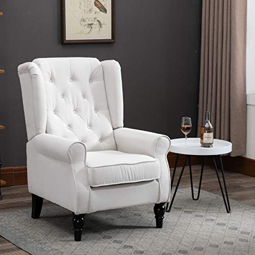 Homcom Button-Tufted Accent Chair With High Wingback, Rounded Cushioned Armrests And Thick Padded Seat, Cream White #TOP1