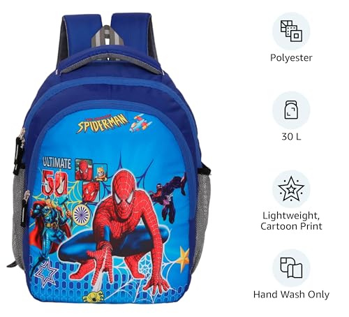 Image of perfect star Polyester Kids School Bags for 2-5 Years 30 Litres, Cartoon Print, for Nursery to 5th Standard Boys and Girls Tuition Lightweight Picnic Bag Royal Blue