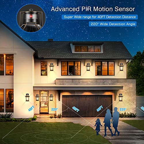 Vianis Motion Sensor Outdoor Wall Lantern, Black Waterproof Dusk To Dawn Led Exterior Wall Sconce, Anti-Rust Aluminum Modern Outdoor Lights Fixtures Wall Mount For Porch, Entryway, Garage, Front Door #TOP2