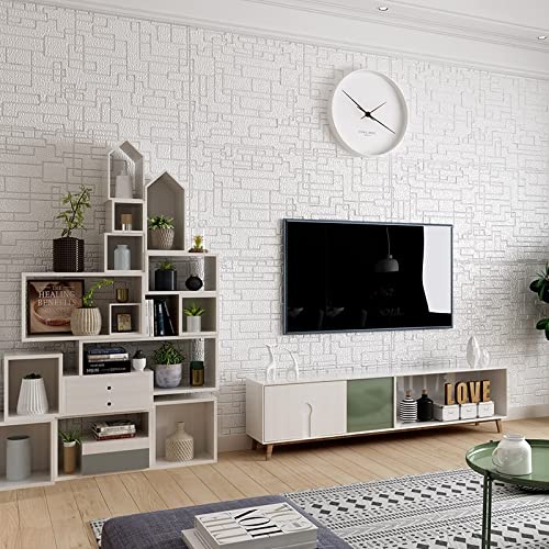 Paneles Pared Pegatinas de pared 3D Paneles auto adhesivos decorativos Impermeable Papel tapiz for el hogar Decoración dormitorio Sala estar Kids Baño Cocina(White,12Pcs (35cmx35cm))
