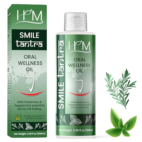 Oil Pulling with Rosemary & Peppermint Essential Oils for Oral Health, Healthy Teeth and Gums, Alcohol Free Mouthwash, Teeth Whitening, Helps with Bad Breath and Freshens Mouth