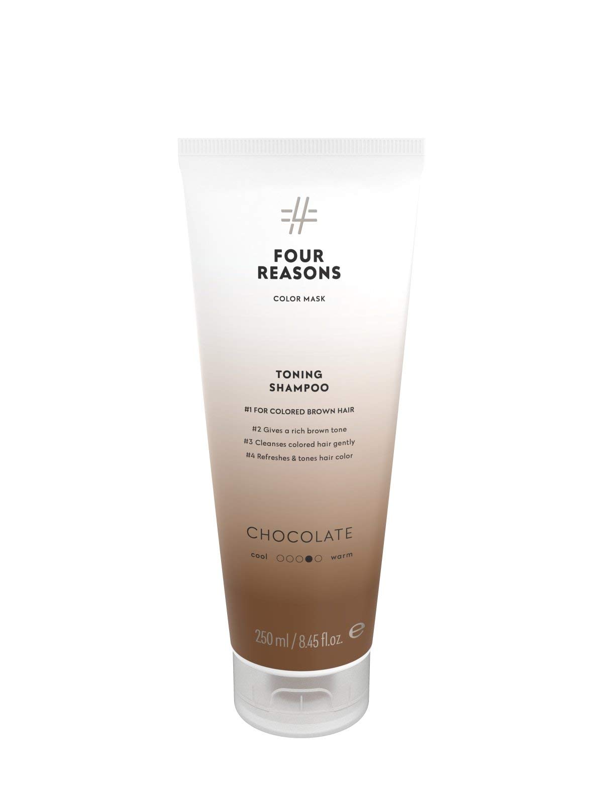 FOUR REASONS Color Mask Shampoo Brown - Sulfate Free Toning Shampoo Brown and Dark Brown Hair - Color Depositing Shampoo Brown, VEGAN, 8.5 oz (Chocolate)