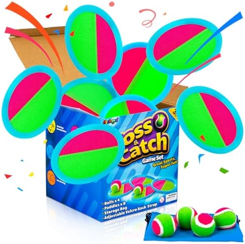 Ayeboovi Velcro Toss and Catch Ball Set with Sticky Nylon Catch Balls for Outdoor Games Gift for Kids 10