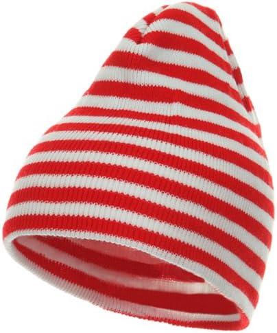 Trendy Striped Beanie - Red White OSFM