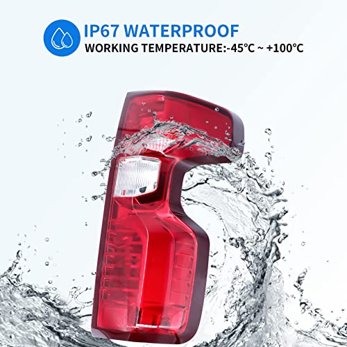 Cleryee Tail Light Assembly Compatible With 2019-2021 Chevy Silverado 1500 Non-Led (Halogen Type) Model, Bulbs And Harness Included, Rear Right Passenger Side(Incandescent) #TOP4