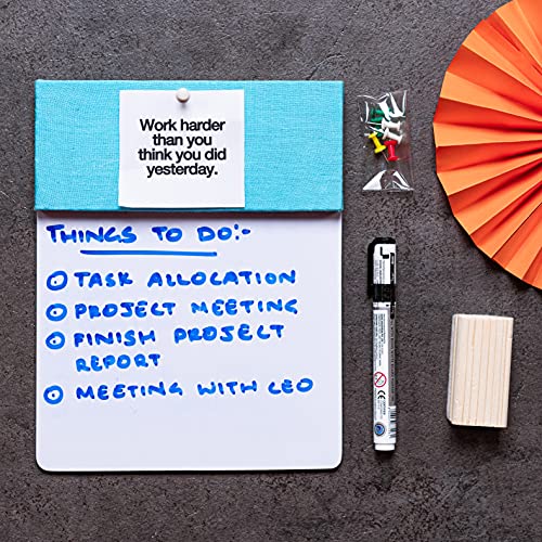 Image of IVEI Combination Pin and White Board - Dry Erase and Bulletin Combo for Kids Study Room, Office, School, Home - Wall Hanging Dual Board - Blue