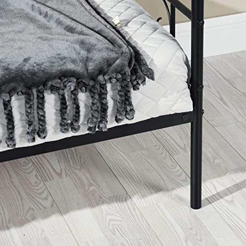 Tagesbett Bettsofa Schlafsofa Einzelbett Metallbett Jugendbett Gästebett Bett Sofas Couches 90x190 Schwarz – Bild 7