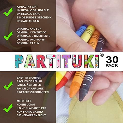 Partituki 30 Sets of Coloring Crayons. Each one with 6 Crayons in Assorted Colors. Gift for Children's Party Guests