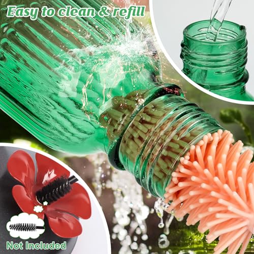 Image of FEED GARDEN Glass Hummingbird Feeder 2 Pack, 16oz Leak-Proof with Ant Moat & Bee Guards, Easy Clean Wide Mouth, Metal Perches, Green Outdoor Hanging