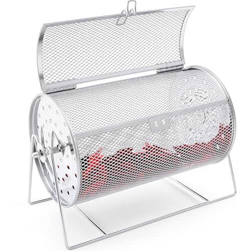 Teenyyou Raffle Drum Holds 600 Tickets Metal Ticket Wheel Spinner with Stand Raffle Tickets Cage for Games Events Parties School Drawings(Integrated Rotary Silver 7.09 X 4.72 Small)