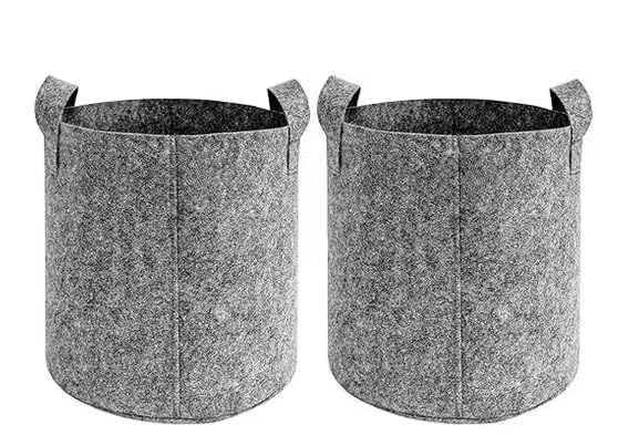 Image of OON Geo Grow Bag for Terrace and Flowers Vegetable Gardening, Premium Geo Fabric 450 GSM Plant Bags, Maroon Color, Eco Friendly Geo Fabric (2, Grey, 12X12 INCH)