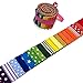 Produktbild RosaliNum Jelly Roll Regenbogen - die Jelly Roll beinhaltet 20 Streifen à 2,5 Inch (=6,5cm) Breite und 135 cm Länge 100% Baumwolle 1m Dekoband mit Maßband-Druck