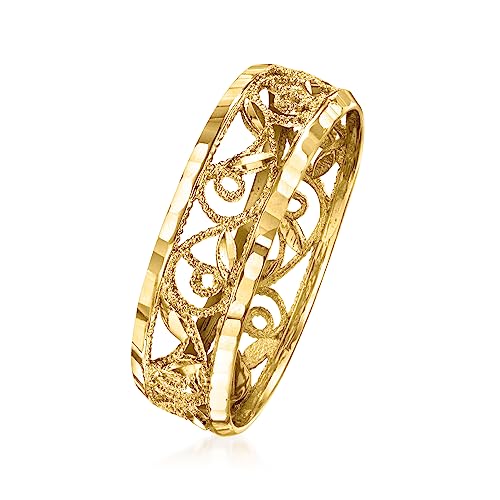 Ross-Simons Italian 18kt Yellow Gold Filigree Leaf Eternity-Style Ring3