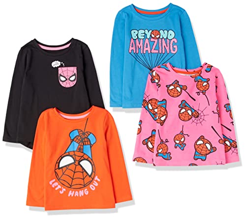Amazon Essentials Disney | Marvel | Star Wars Girls and Toddlers' Long-Sleeve T-Shirts (Previously Spotted Zebra), Pack of 4