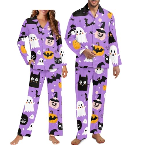 Pajama Set for Men and Woman Casual Men V-Neck Pjs Sleep Set Loose 2 Piece Button Down Loungewear with Pockets