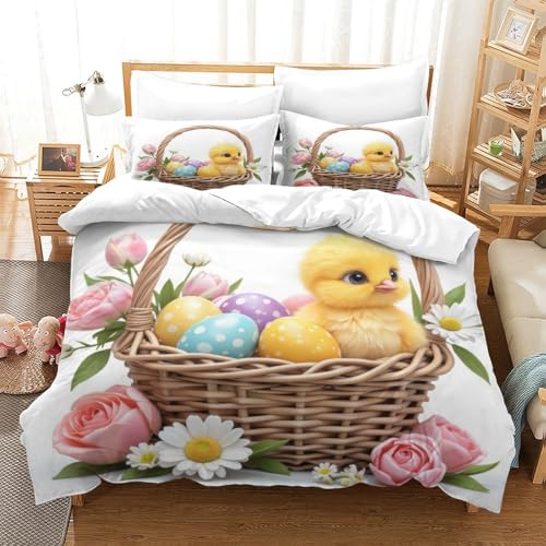 Housse de couette luxe poussin de Pâques avec son impression 3D haute définition - 3