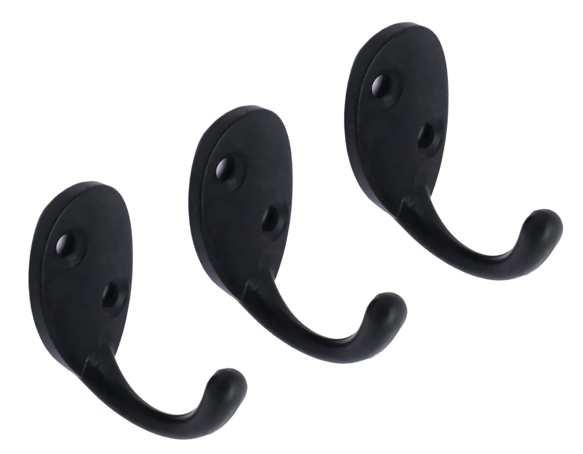 RICOOModern Coat Hooks, MH014-B3, Set of 3 Wall Mounted Coat Rack in Black - Premium Zinc Alloy Clothes Hooks for Wall, Durable Wall Hangers 2.2x4.2x5 cm