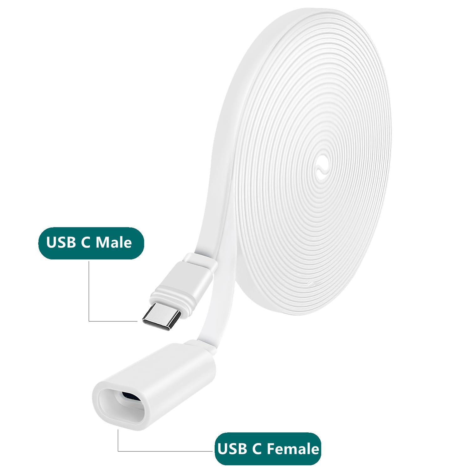 3m USB-C Verlängerungskabel für Ring USB-C Solarmodule & Kameras Weiß