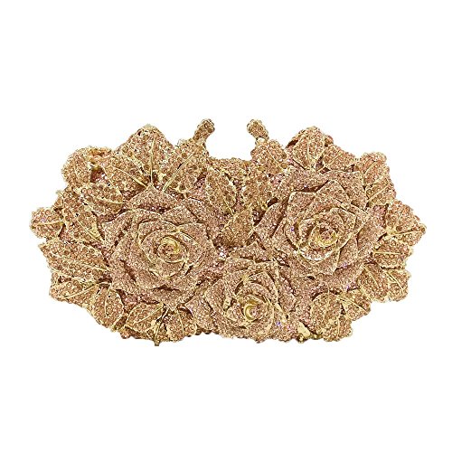 Image of Boutique De FGG Mini Flower Evening Bags For Women Formal,Party Rhinestone Clutch Purses,Wedding Floral Crystal Clutch Bag