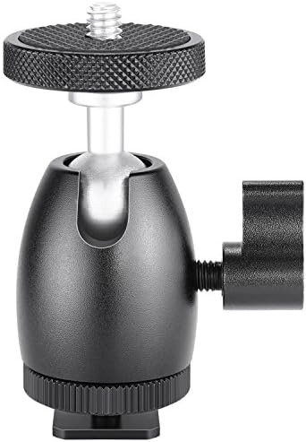 Neewer Mini Ball Head 1/4 inch Screw with Lock and Hot Shoe Mount Adapter Compatible with LED Light,Ring Light,Load Up to 4.4 pounds/2 kilograms