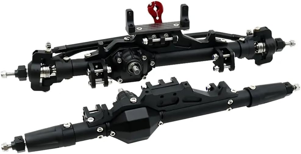1/10 Scale RC Crawler Aluminum Front Rear Axle Set with Tie Rod and Servo Mount Compatible with Wraith 90018 RR10 and 1.9 UTB Models(Silver Rear Axle)