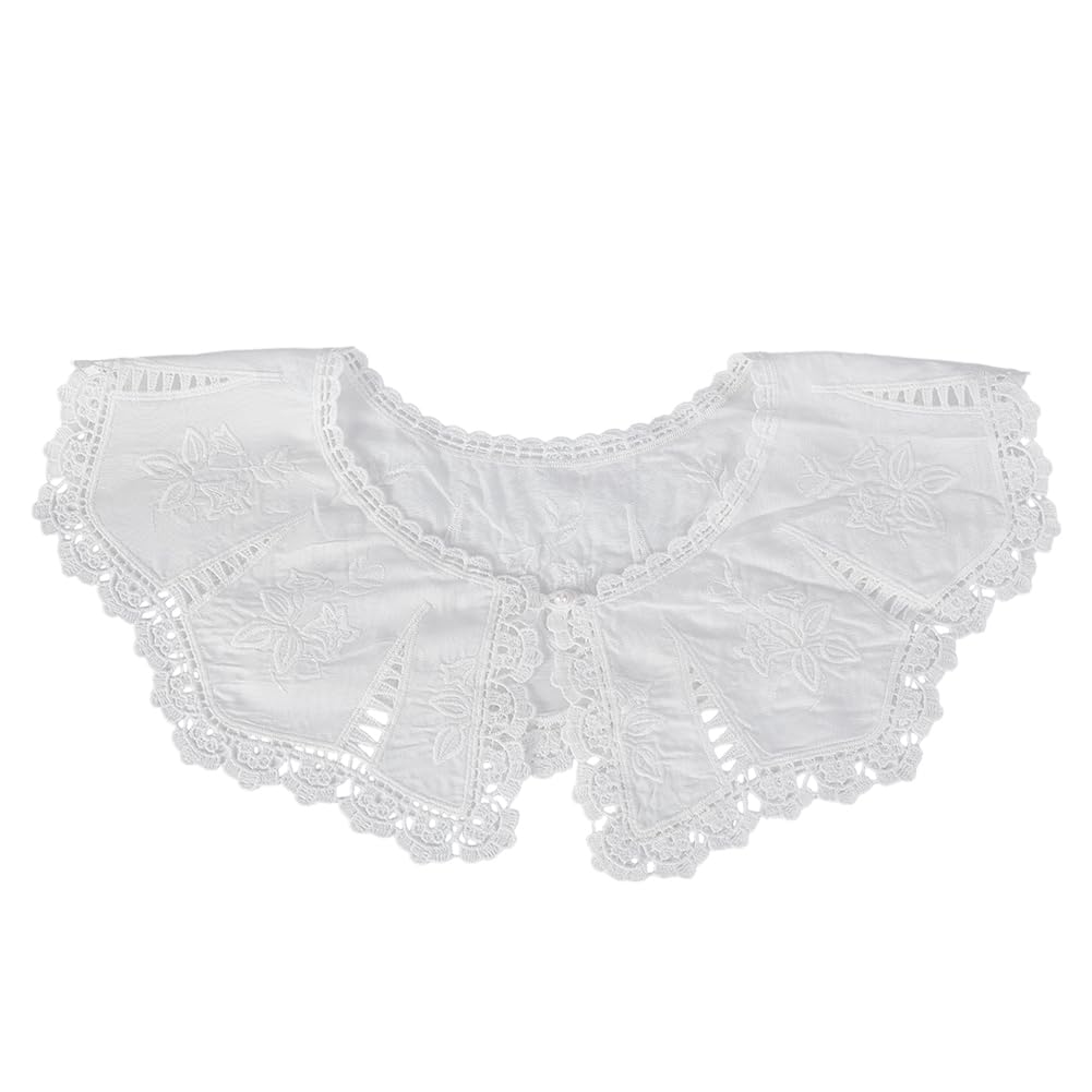 AHANDMAKER White Lace Collar, Floral Detachable Collar Decorative False Collar Trim Embroidered Neckline for Women and Girls Costume Sewing Garment Accessories