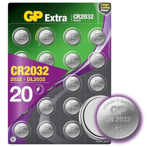 GP Extra Lithium Knopfzellen CR2032 3V | 20 Stück Batterien CR 2032 | 2032 Knopfzelle 3 Volt ideal als Airtag Batterie, für LED-Beleuchtung, Autoschlüssel etc. 1