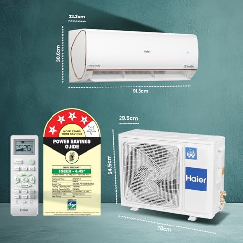 Image of Haier 1.5 Ton 4 Star Triple Inverter Smart Split AC (5250 Watts, Copper, Wi-Fi, 4-Way Swing, 7 in 1 Convertible, Frost Self Clean, HD Filter, Cools at 60C - HSU18K-PYFR4BN-INV, White)