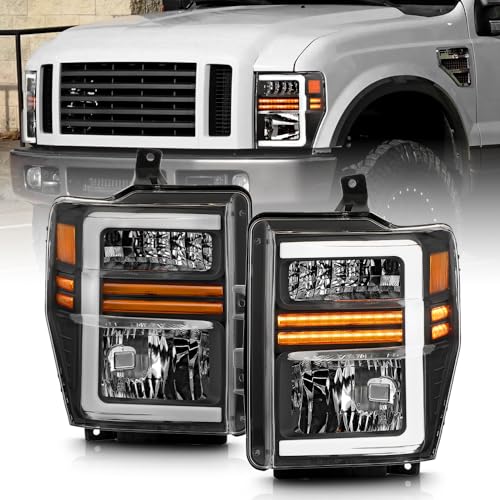 KEEKPO - For 2008-2010 Ford F250 F350 Superduty Upgrade LED Tube w/Sequential Siganl Headlights Headlamps Left+Right