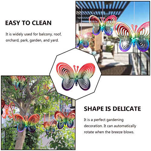 Yardwe 2Pcs Butterfly Wind Spinner 3D Yard Hanging Wind Spinner Outdoor Hanging Whirligigs Garden Decoration Porch Ornament #TOP6