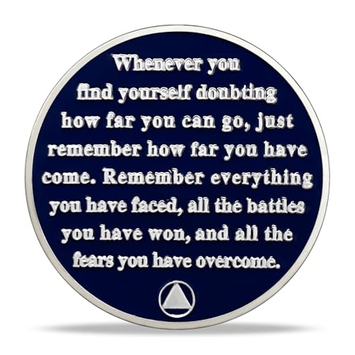 Image of Imasoner 1 Month Sobriety Coin, One Month Sober AA Medallion Chip Token | Mountain Lake Winter Recovery Token with Inspirational Quote, Alcoholics Anonymous Sobriety Milestone Gift for Men & Women