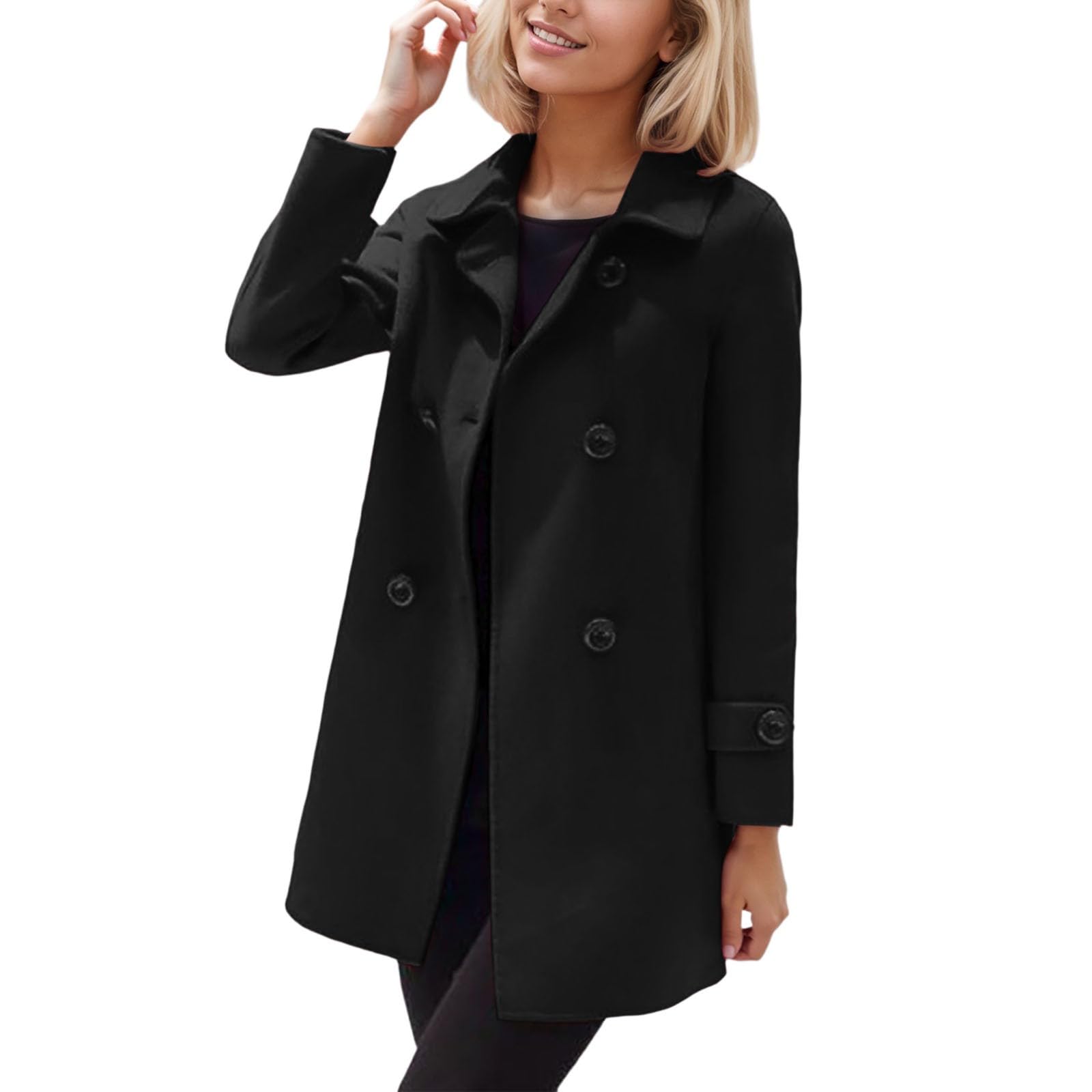 Générique Manteau Femme Trench Coat Long Avec Capuche Manteaux En Laine Jacket Décontracté Blouson Femmes Outwear Coat Legere Manteaux Et Blousons Casual Veste Mi Saison Hiver