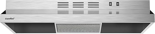 Comfee CVU30W2AST Range Hood 30 Inch Ducted Ductless Vent Hood Durable Stainless Steel Kitchen Hood for Under Cabinet with 2 Reusable Filter, 200 CFM, 2 Speed Exhaust Fan Silver